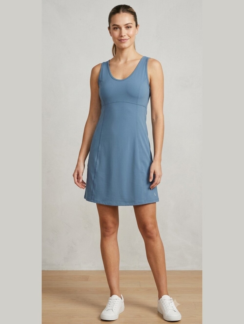 LOLË Cadet Blue Athletic Tank Skort Dress with Zip Pockets
